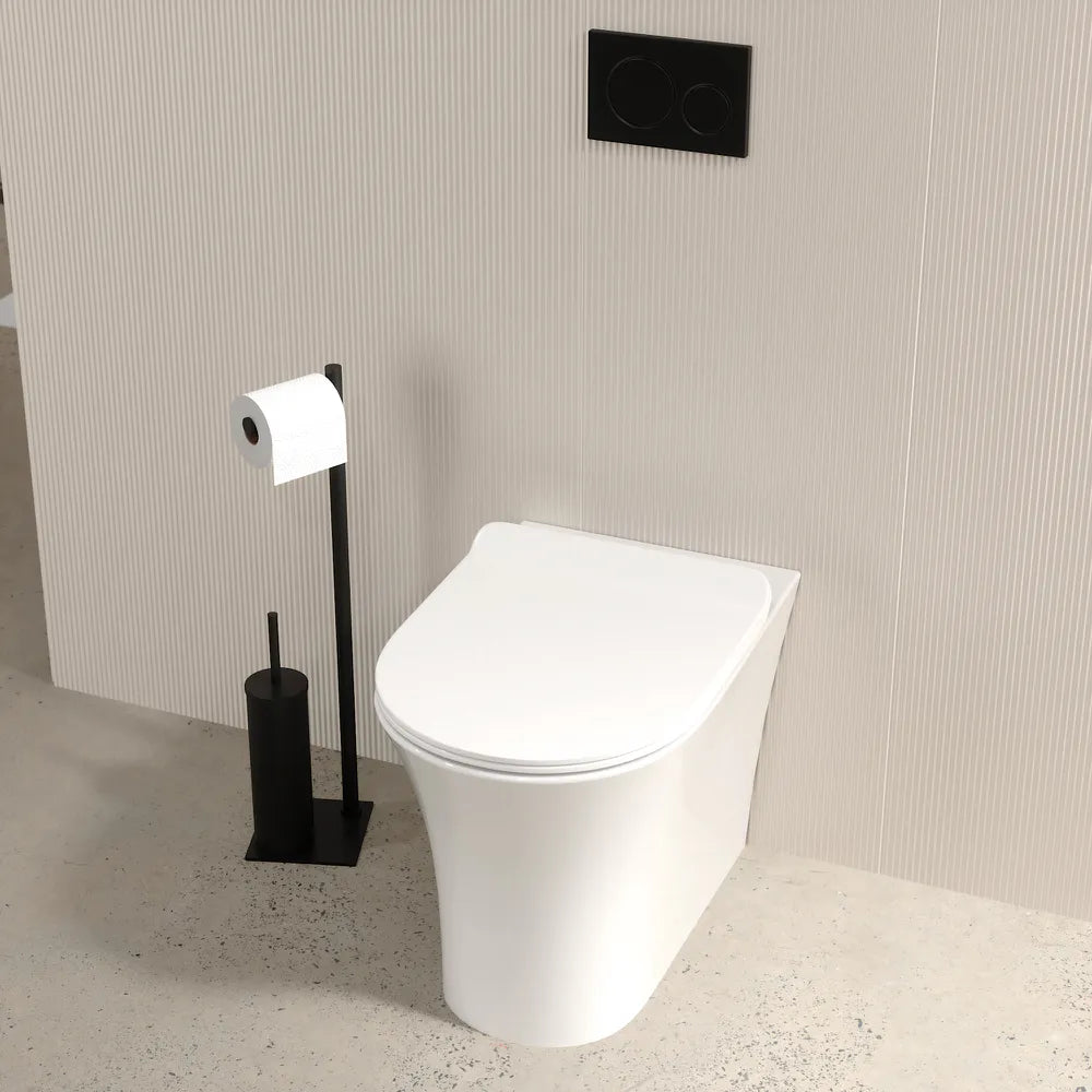 Vaso filo muro in ceramica bianca lucida con sedile copri-wc softclose | Sofia