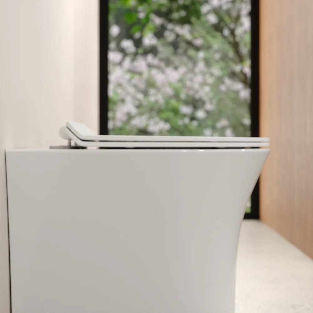 Vaso filo muro in ceramica bianca lucida con sedile copri-wc softclose | Sofia