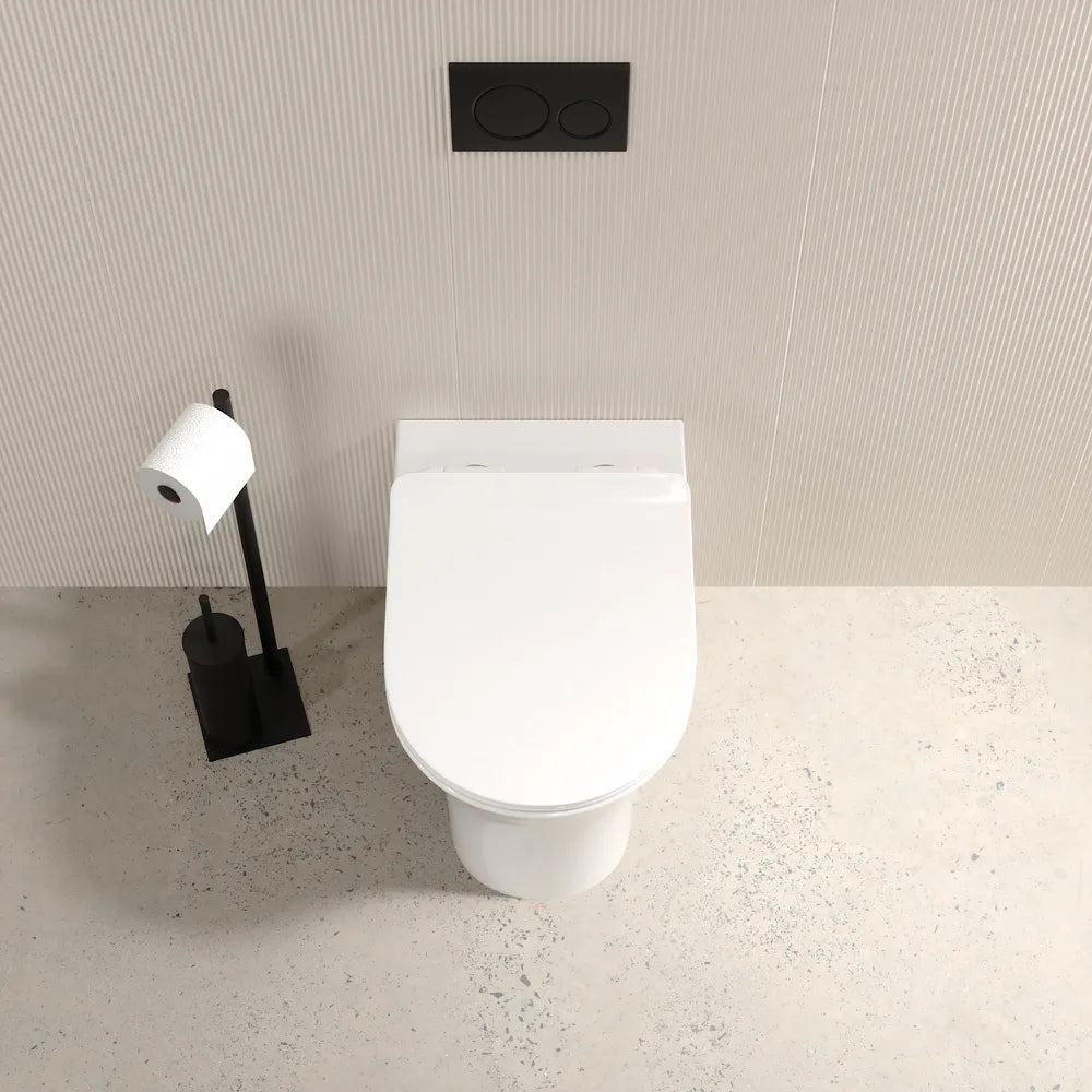 Vaso filo muro in ceramica bianca lucida con sedile copri-wc softclose | Sofia