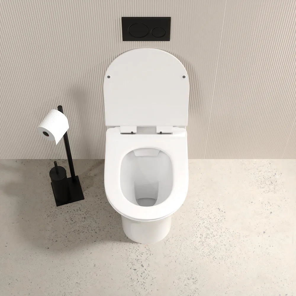 Vaso filo muro in ceramica bianca lucida con sedile copri-wc softclose | Sofia
