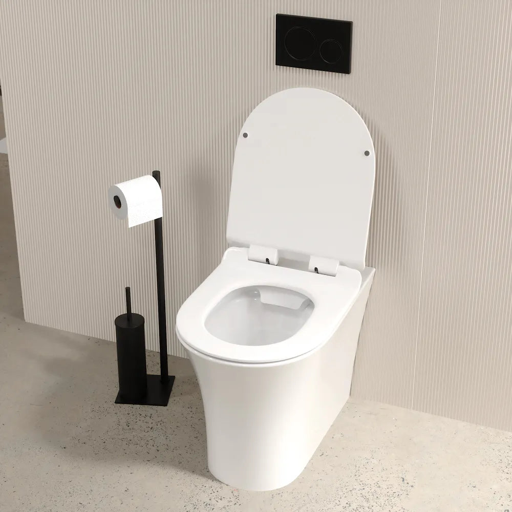 Vaso filo muro in ceramica bianca lucida con sedile copri-wc softclose | Sofia