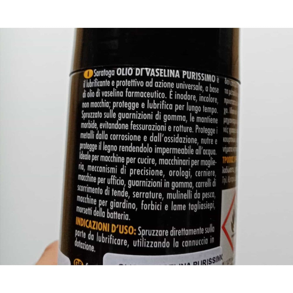 Saratoga 400ml olio di vaselina purissimo spray lubrificante e protettivo con cannuccia dosatrice