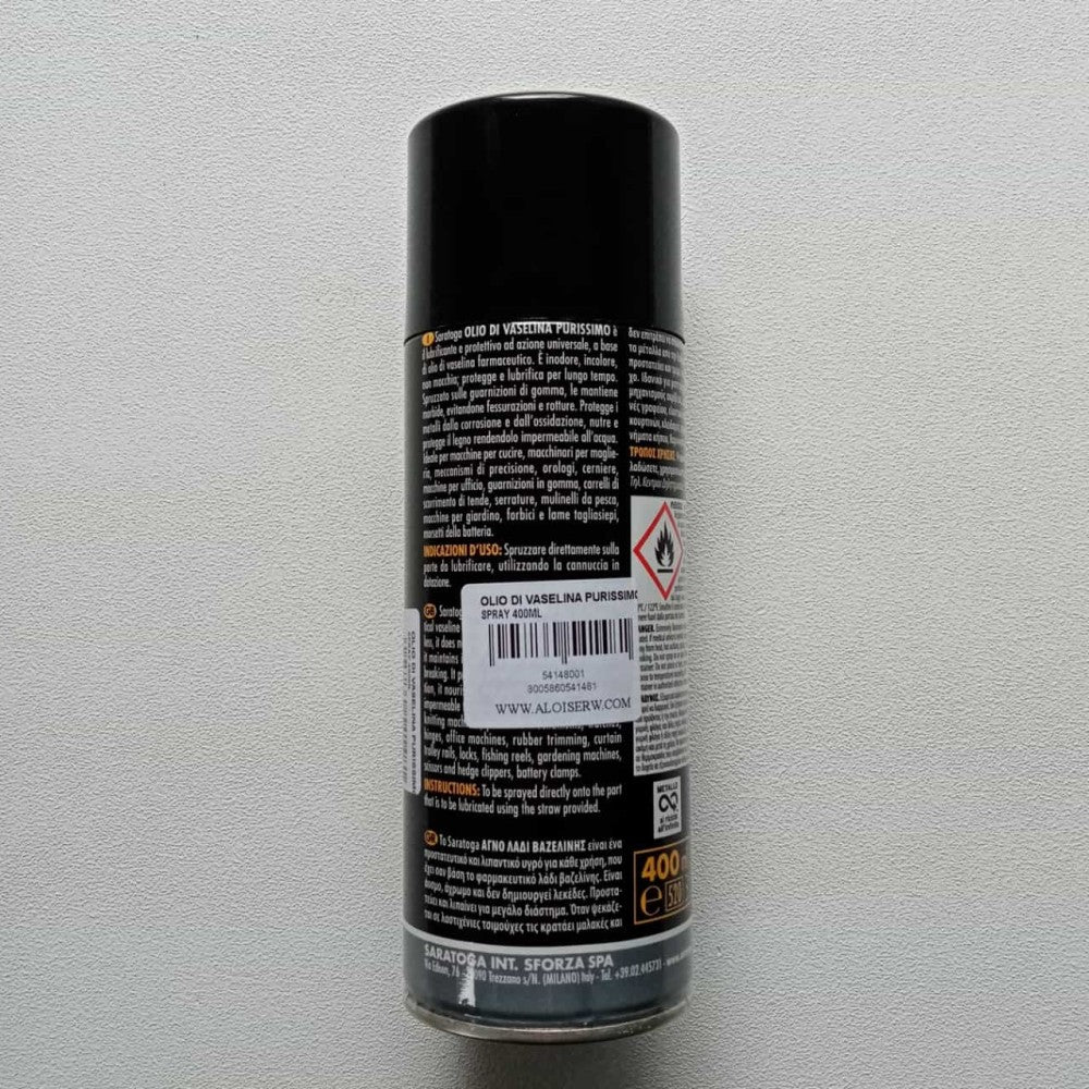 Saratoga 400ml olio di vaselina purissimo spray lubrificante e protettivo con cannuccia dosatrice