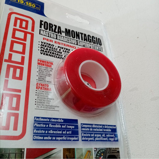 Saratoga forza di montaggio 19 x 1,5mt nastro biadesivo trasparente per interni ed esterni