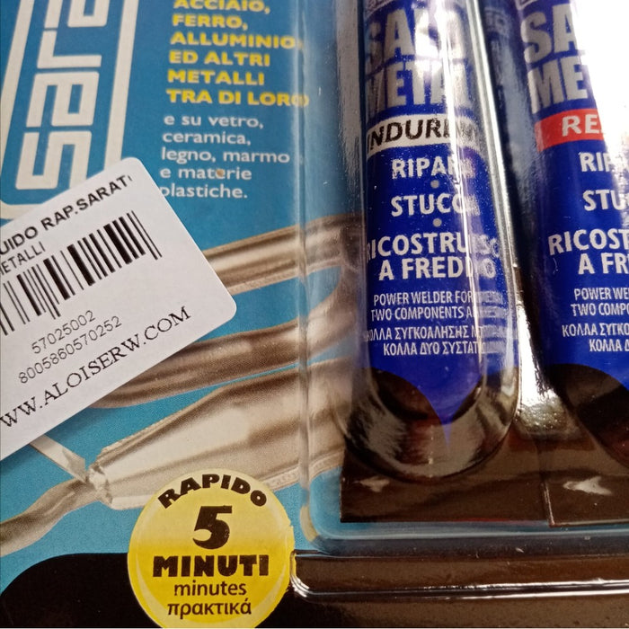 Saratoga salda metalli 34gr acciaio liquido rapido bicomponente per temperature massimo di 140°c