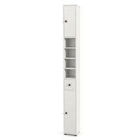 Armadio da bagno alto-Mobiletto da bagno slim con 1 cassetto di stoccaggio, Armadio da bagno 5 ripiani regolabili struttura antiscivolo Bianco