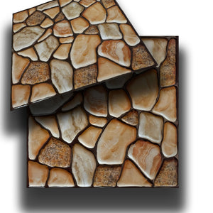 Piastrelle 3D a rilievo AUTOADESIVE in PVC 30x30cm Pietra, mattoni, marmo. Idrorepellenti - SASSI BEIGE 30x30cm