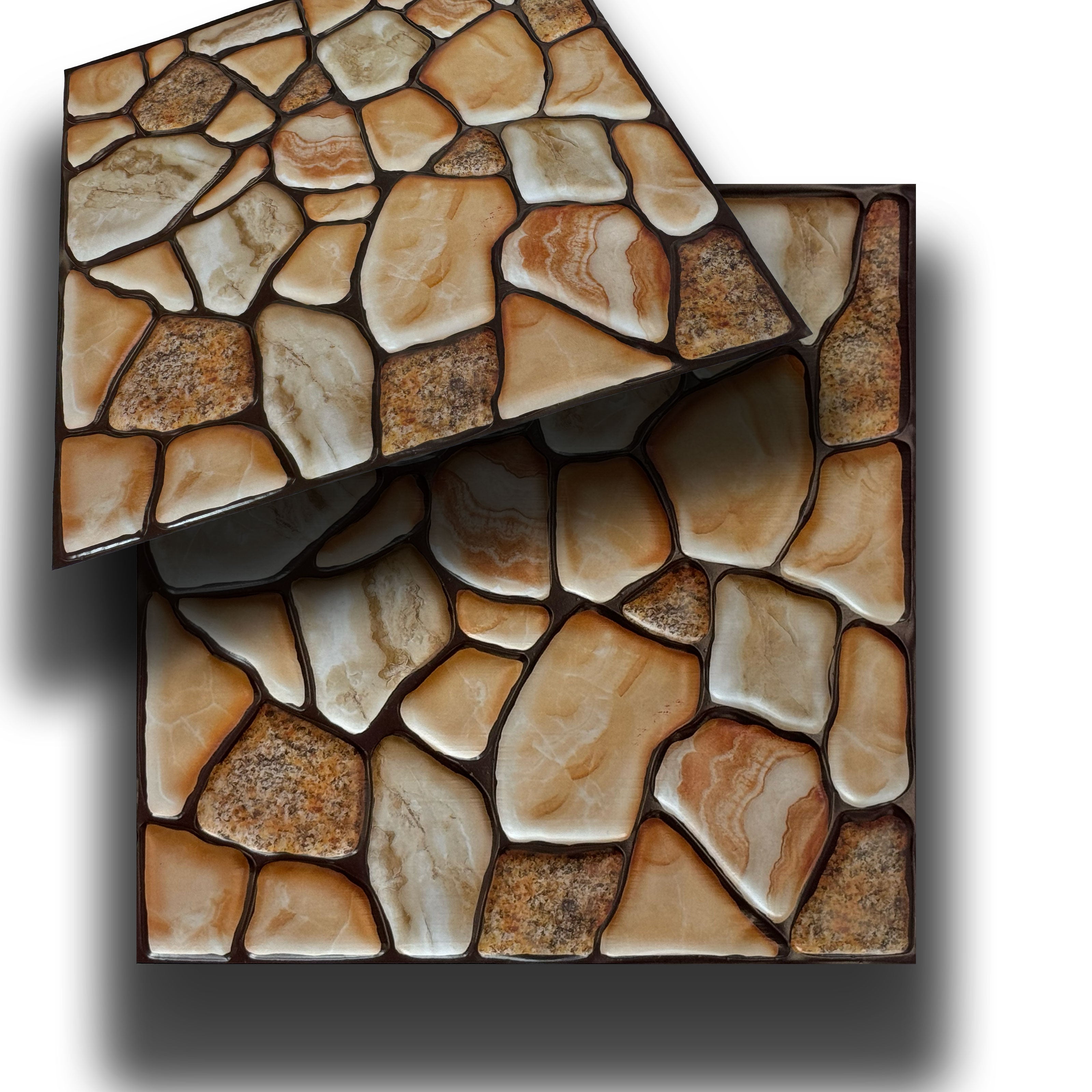 Piastrelle 3D a rilievo AUTOADESIVE in PVC 30x30cm Pietra, mattoni, marmo. Idrorepellenti - SASSI BEIGE 30x30cm