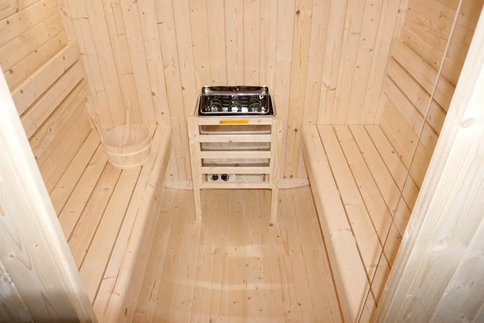 Sauna finlandese da esterno 4 persone 185x220cm h194 in legno di abete | Kota