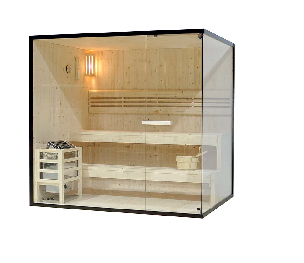 Sauna finlandese da interno 3-4 persone 200x150cm h190 in legno di abete | Kivi