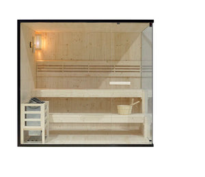Sauna finlandese da interno 3-4 persone 200x150cm h190 in legno di abete | Kivi