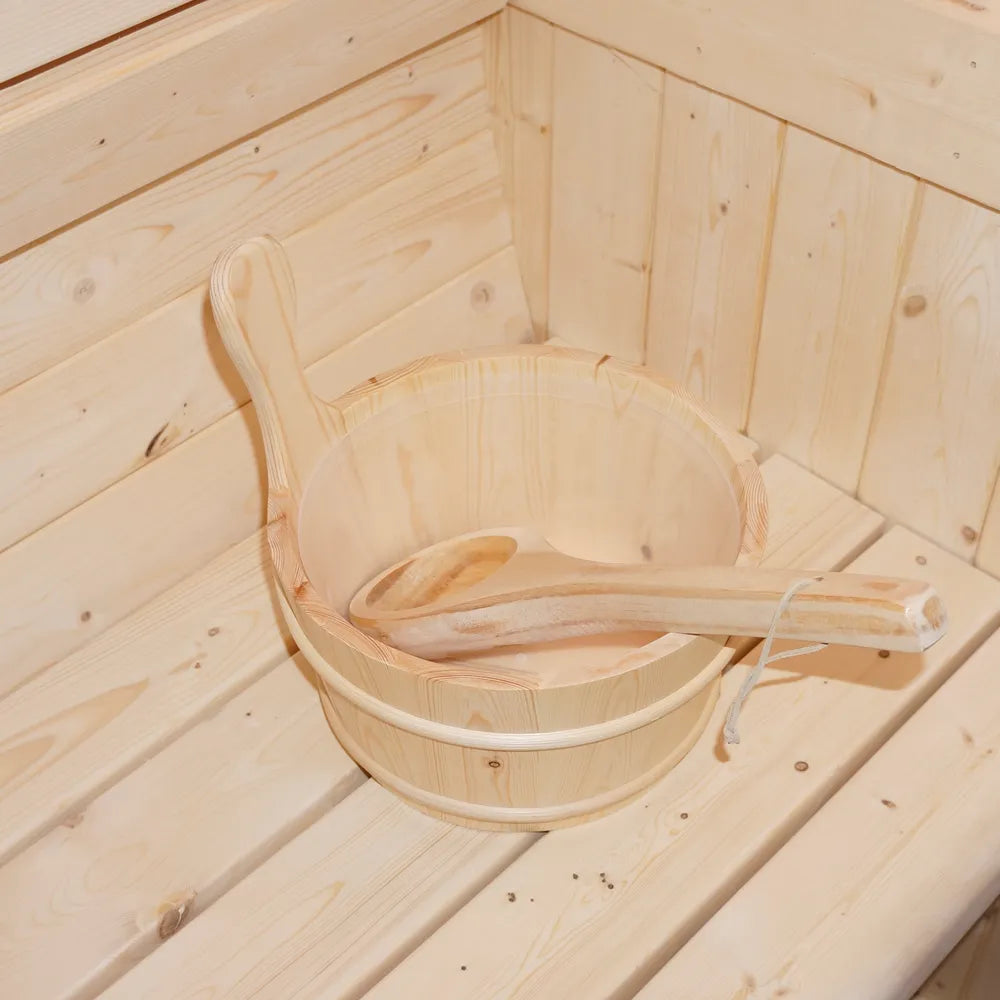 Sauna finlandese da interno 3-4 persone 200x150cm h190 in legno di abete | Kivi