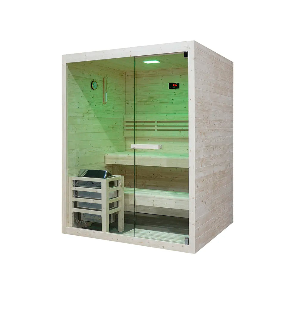 Sauna finlandese da interno 2-3 persone 150x120cm h200 in legno di abete | Nirva