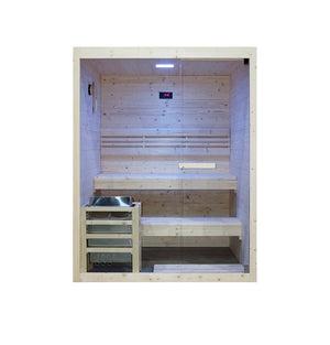 Sauna finlandese da interno 2-3 persone 150x120cm h200 in legno di abete | Nirva