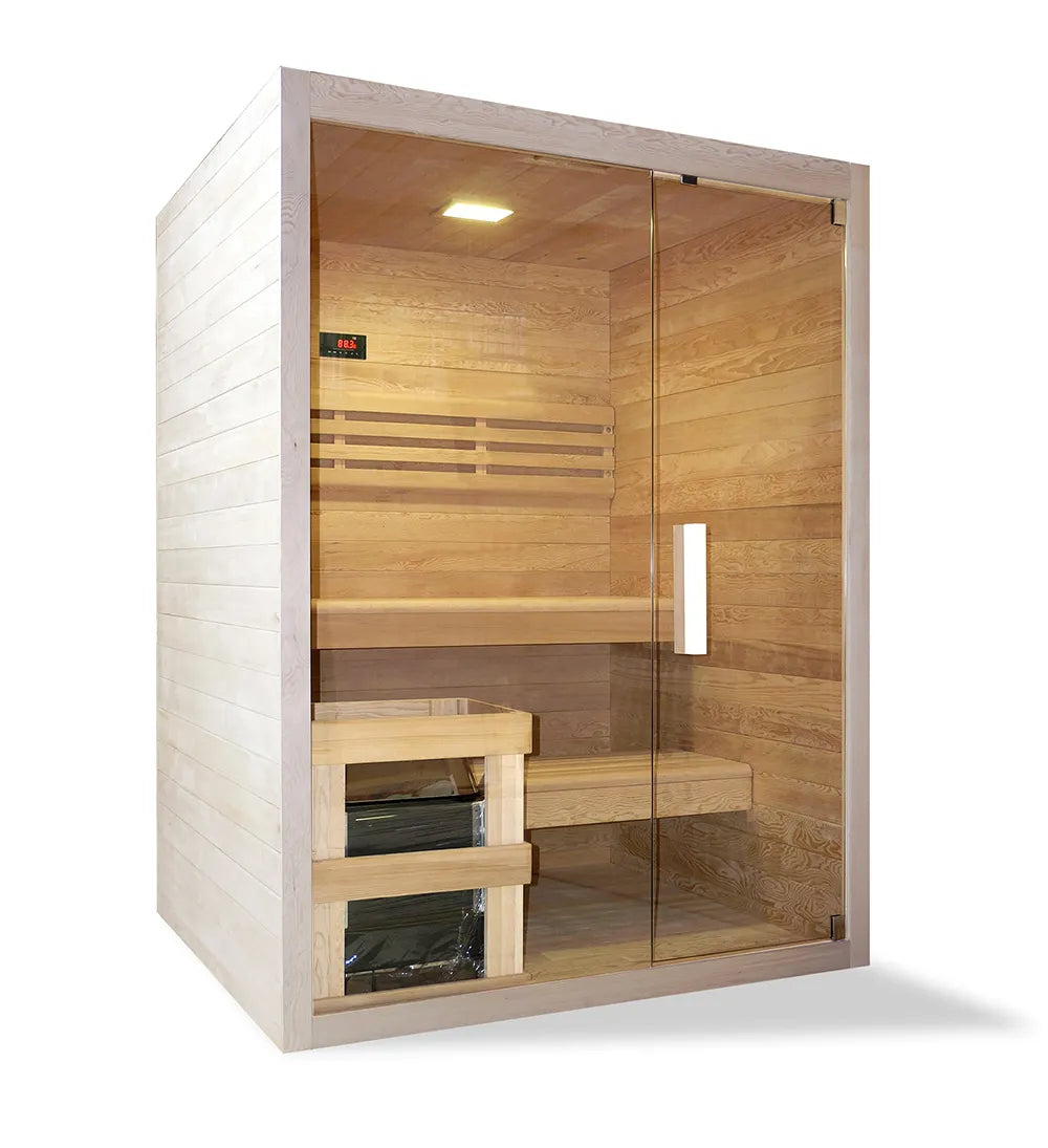Sauna finlandese da interno 2-3 persone 150x120cm h200 in legno di abete | Nirva