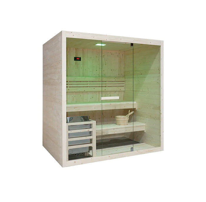Sauna finlandese da interno 3-4 persone 180x130cm h200 in legno di abete | Nirva