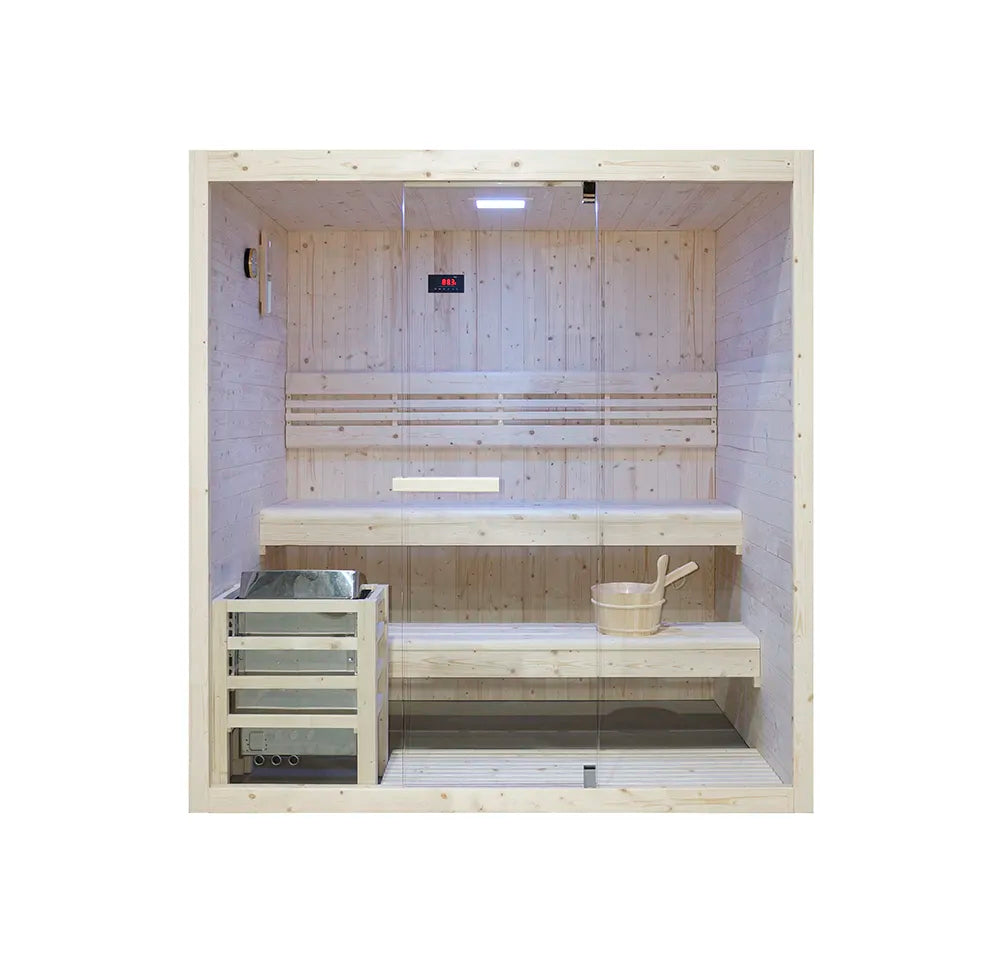 Sauna finlandese da interno 3-4 persone 180x130cm h200 in legno di abete | Nirva