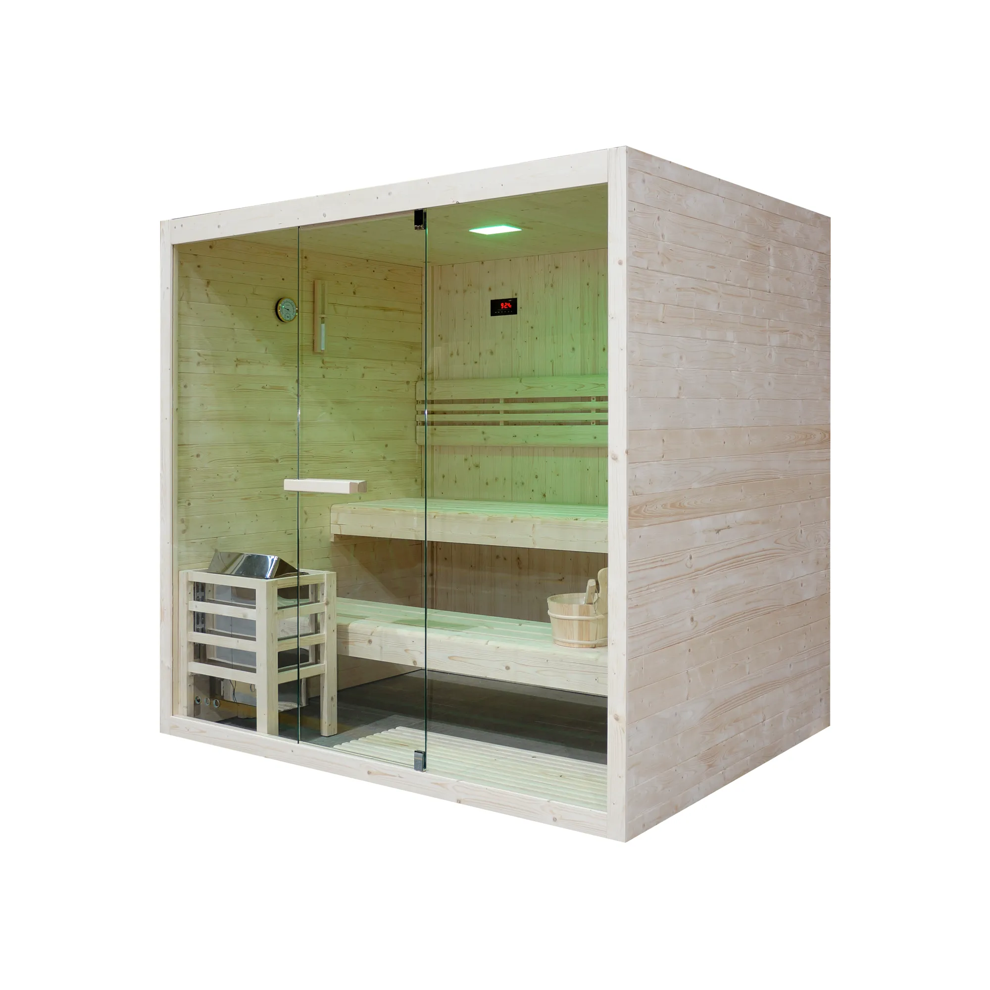 Sauna finlandese da interno 4-5 persone 200x150cm h200 in legno di abete | Nirva