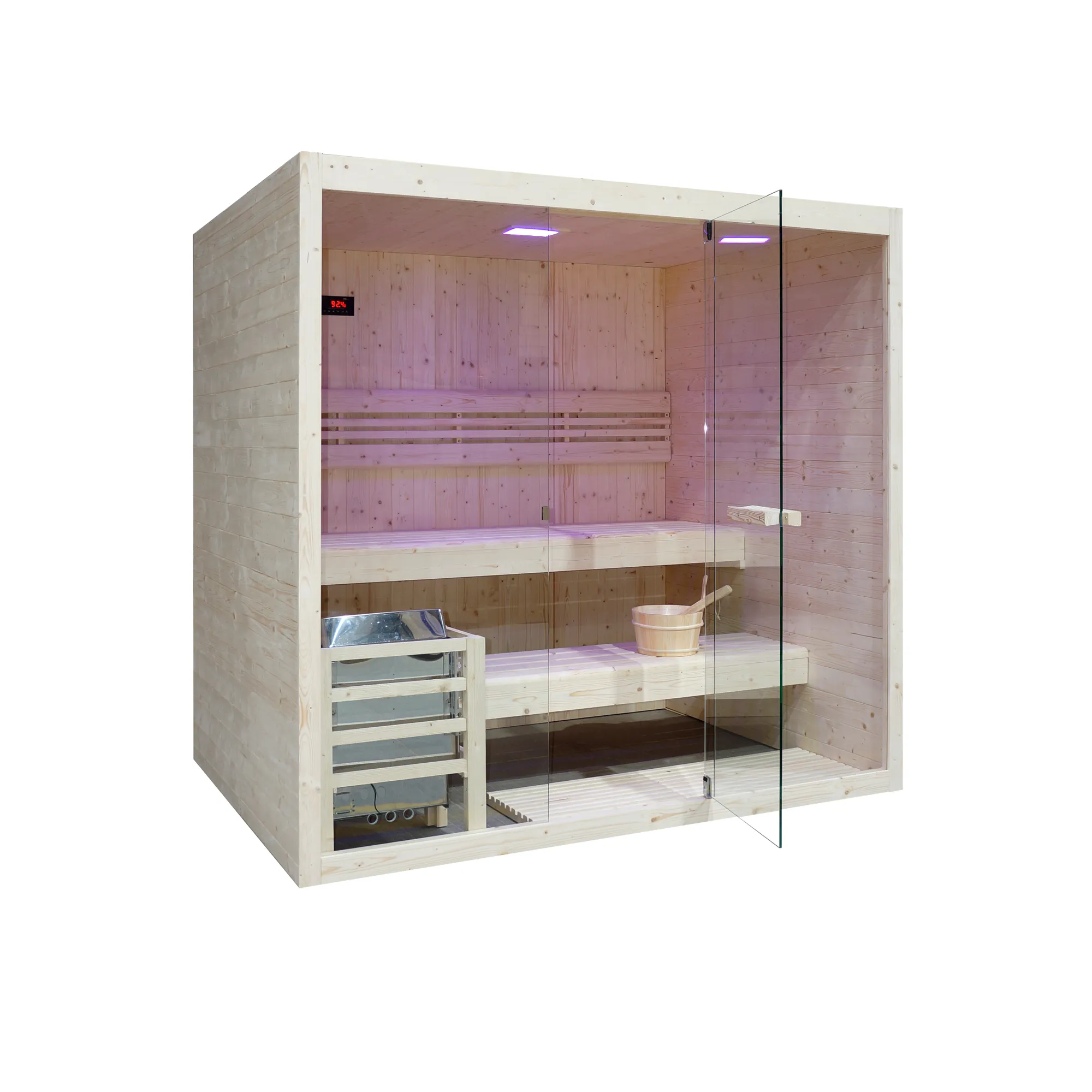 Sauna finlandese da interno 4-5 persone 200x150cm h200 in legno di abete | Nirva