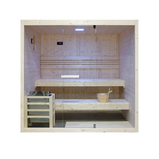 Sauna finlandese da interno 4-5 persone 200x150cm h200 in legno di abete | Nirva