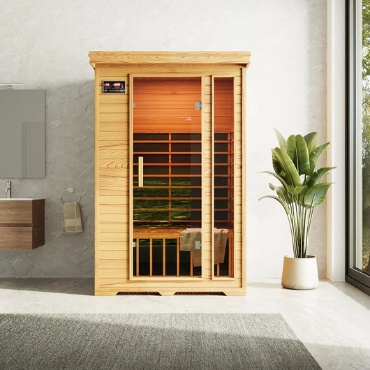 Sauna ad infrarossi 95x126 cm H195 in legno di cedro con radio integrata | Savon