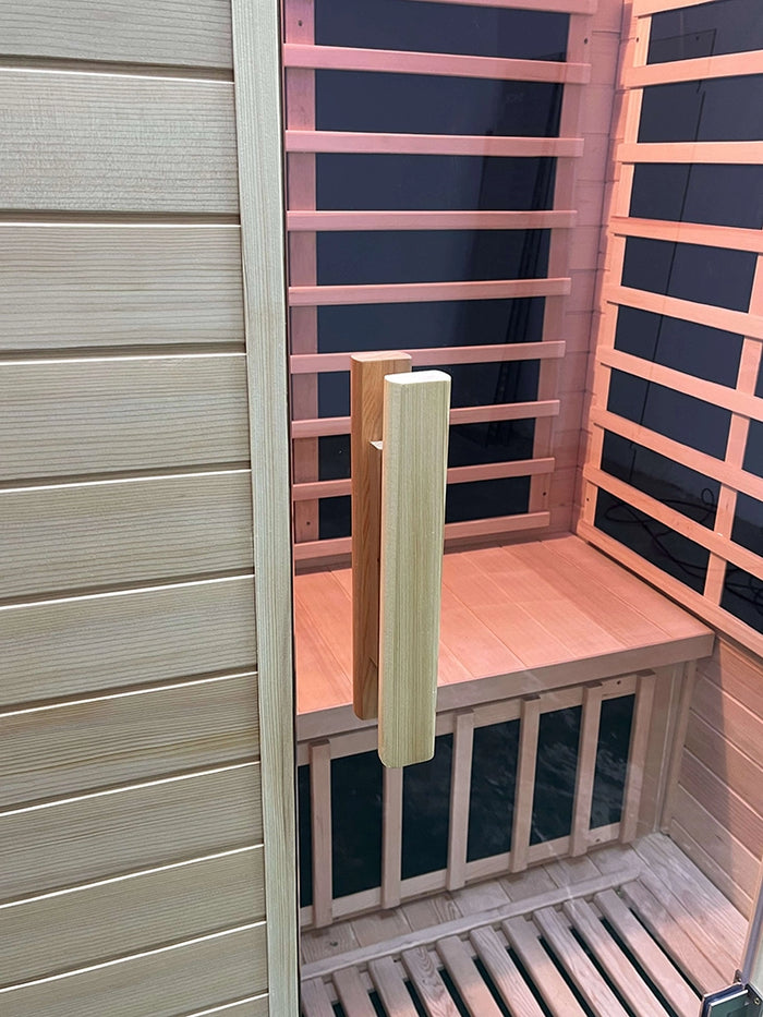 Sauna ad infrarossi 107x107 CM H188 in legno Hemlock con radio integrata | Tampere