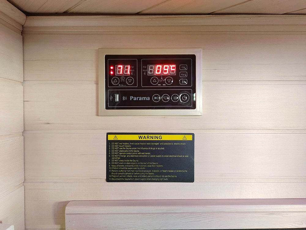 Sauna ad infrarossi 107x107 CM H188 in legno Hemlock con radio integrata | Tampere