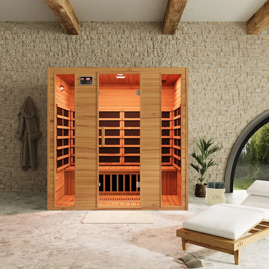 Sauna ad infrarossi 148x188 cm H188 in legno Hemlock con radio integrata | Oulu