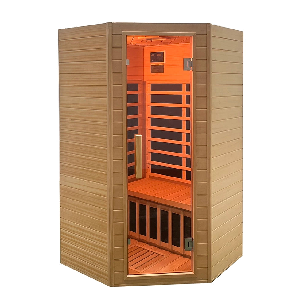 Sauna ad infrarossi 107x107 CM H188 in legno Hemlock con radio integrata | Tampere