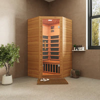 Sauna ad infrarossi 107x107 CM H188 in legno Hemlock con radio integrata | Tampere