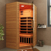 Sauna ad infrarossi 107x107 CM H188 in legno Hemlock con radio integrata | Tampere