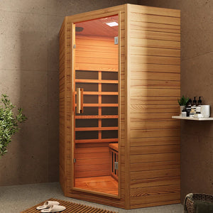 Sauna ad infrarossi 107x107 CM H188 in legno Hemlock con radio integrata | Tampere
