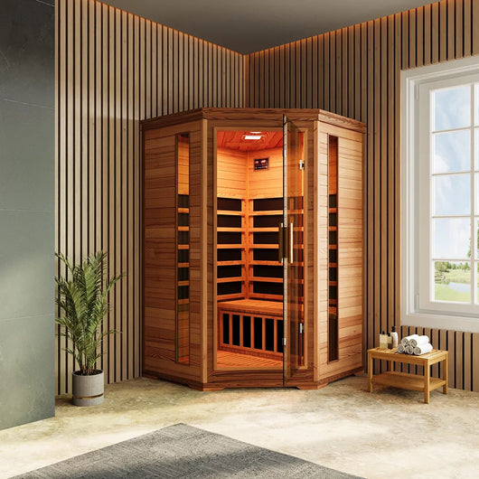 Sauna ad infrarossi 123x123 cm H 198 in legno di cedro con radio integrata | Turku