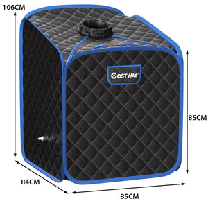 Sauna a vapore portatile con sedia rullo massaggiatore per piedi temperatura a 9 livelli, Cabina sauna da casa Nero-Massaggiatori