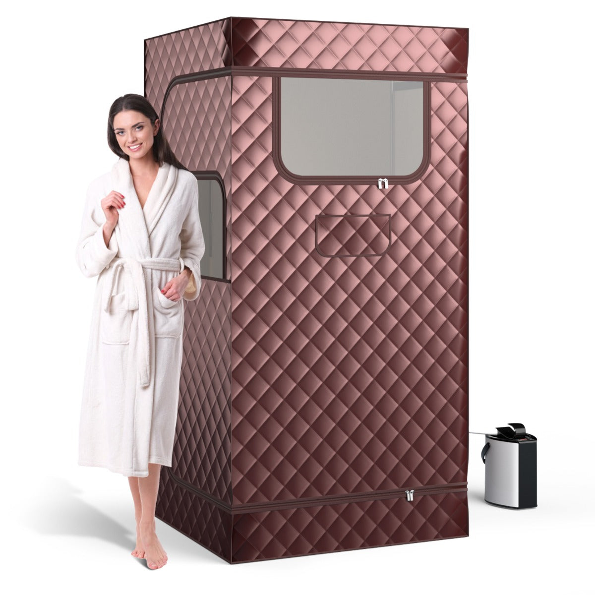 Sauna portatile a vapore per casa con generatore di vapore da 3L telecomando, Box sauna completo 1 posto Caff¨¨-Massaggi e relax