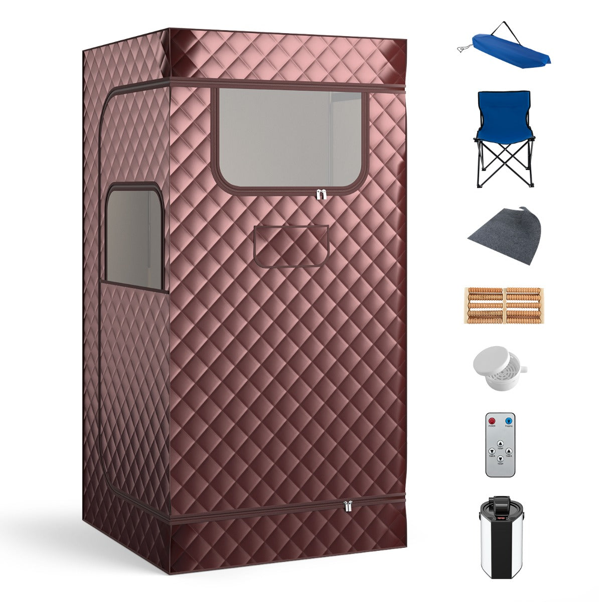 Sauna portatile a vapore per casa con generatore di vapore da 3L telecomando, Box sauna completo 1 posto Caff¨¨-Massaggi e relax