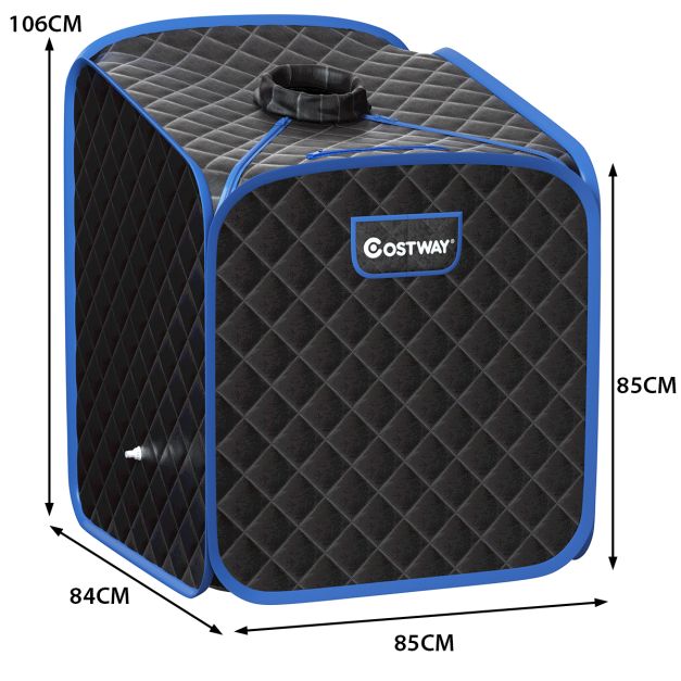 Sauna a vapore portatile da 2 litri con sedia 9 livelli di temperatura regolabili tenda spa per 1 persona con rullo massaggiante nera 20_0009252