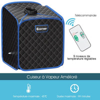 Sauna a vapore portatile da 2 litri con sedia 9 livelli di temperatura regolabili tenda spa per 1 persona con rullo massaggiante nera 20_0009252