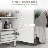 kleankin Mobile Bagno con 2 Cassetti e Armadietto con Ripiano Regolabile, in Legno, 60x30x93 cm, Bianco