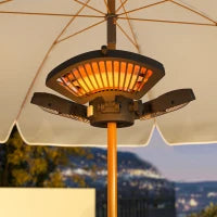 Termoarredo Elettrico da Esterno, 2400W, con 3 Livelli di Calore, Protezione Antiribaltamento per Ombrellone Terrazza Ø55x8 cm, Nero