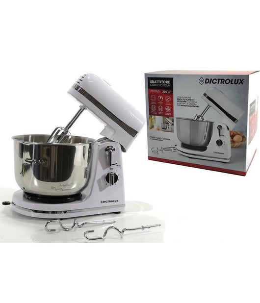 Sbattitore Con Coppa 300w 3.5litri 6 Velocità  Fruste Acciaio Robot Cucina 602074         