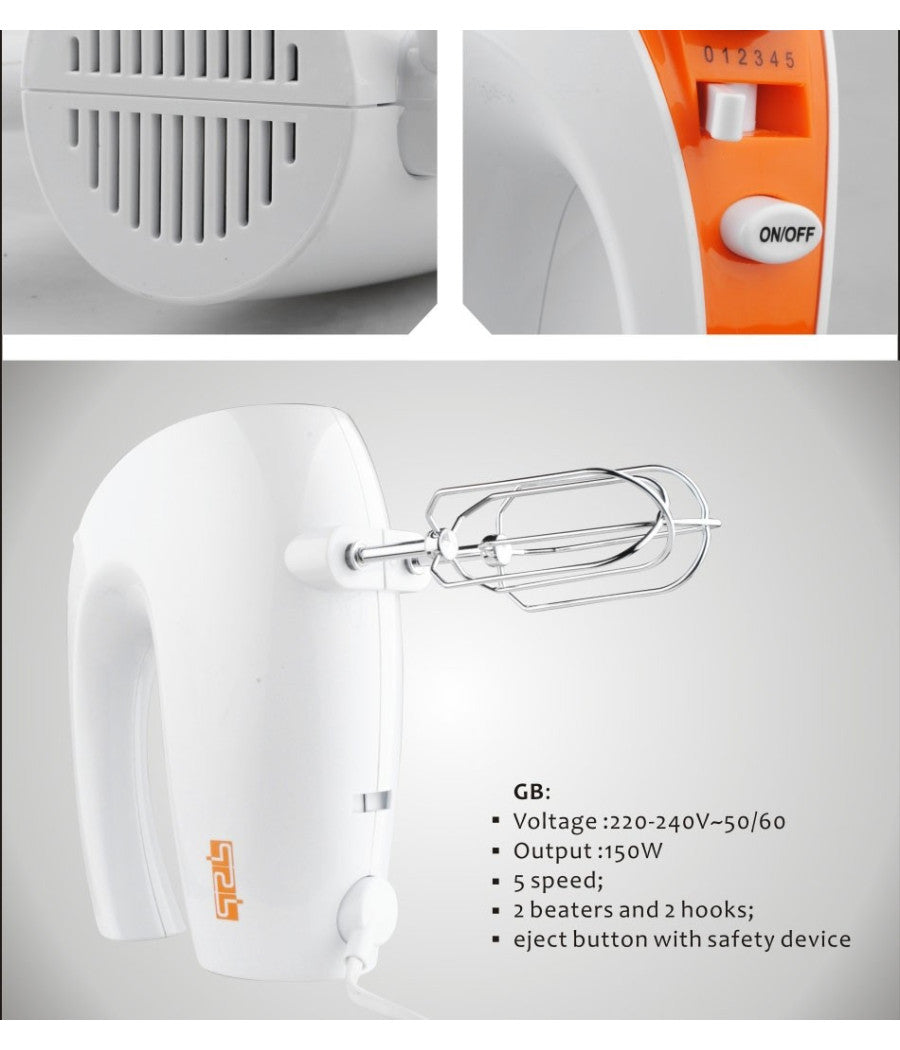 Sbattitore Elettrico 5 Velocità  Con Accessori In Acciaio Inox 150w Bianco         