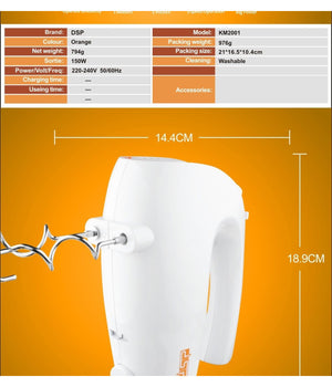 Sbattitore Elettrico 5 Velocità  Con Accessori In Acciaio Inox 150w Bianco         