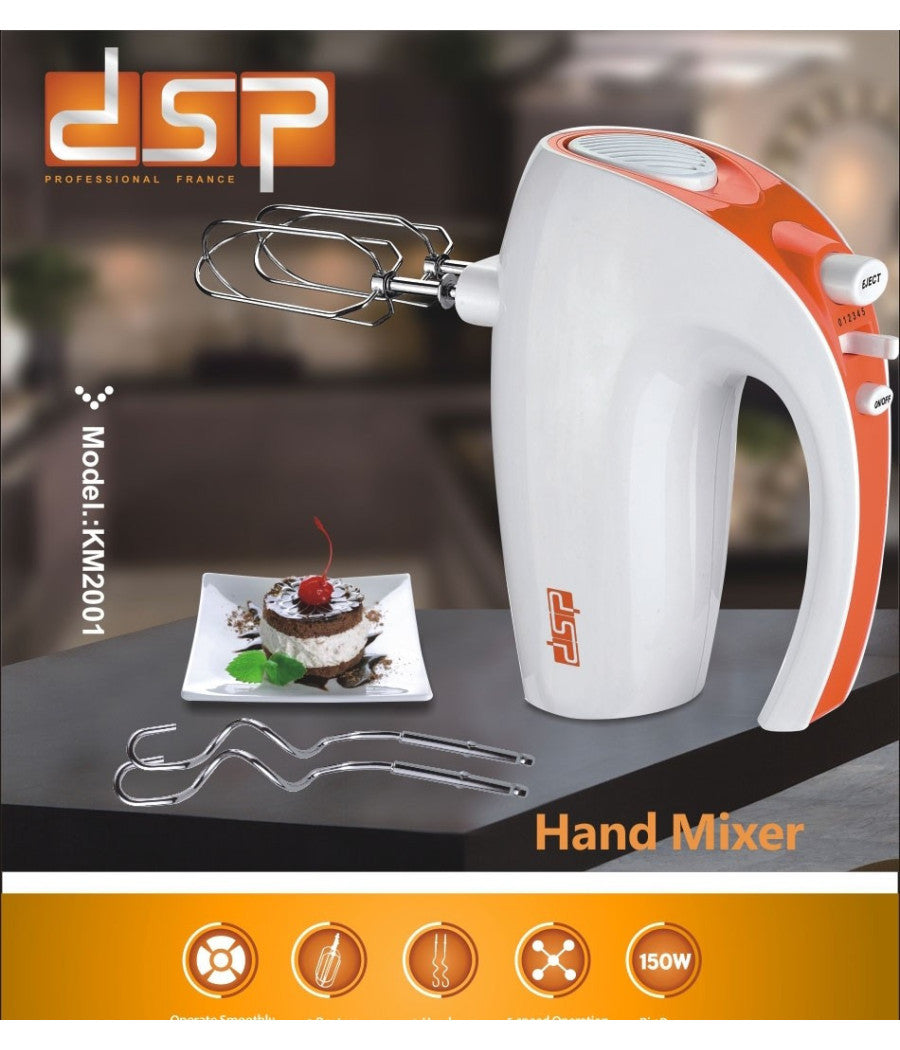 Sbattitore Elettrico 5 Velocità  Con Accessori In Acciaio Inox 150w Bianco         