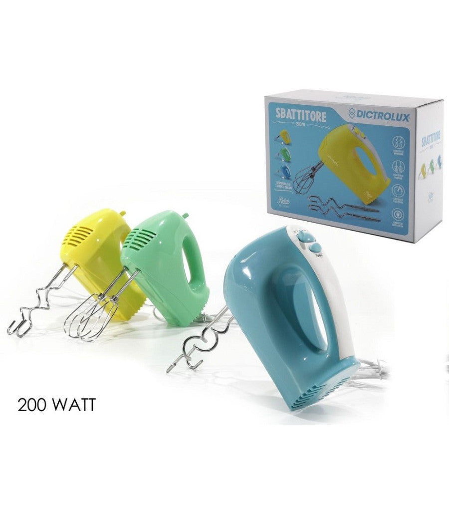 Sbattitore Elettrico Frullatore 200 W 5 Velocita' Con Turbo Fruste 3 Colori Ass.         