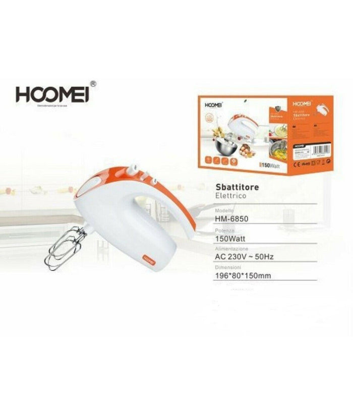 Sbattitore Elettrico Frullatore Impastatore 150 Watt 5 Velocita' Hoomei Hm-6850         