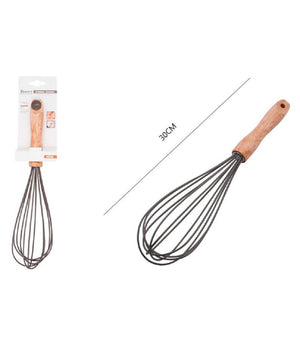 Sbattiuova Frusta 12" Sbatti Uova In Silicone Manico Legno 30cm Da Cucina 50740         