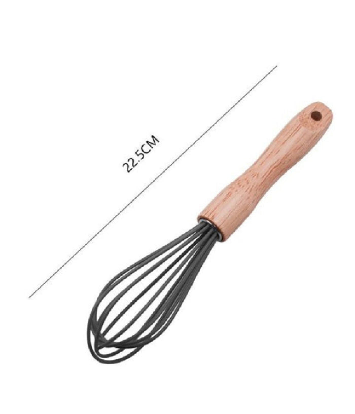 Sbattiuova Frusta 8" Sbatti Uova In Silicone Manico Legno 22.5cm Da Cucina 50738         