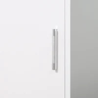 kleankin Mobile Colonna Bagno in Legno a 5 Ripiani con Anta a Specchio Apribile, 32x28x162 cm, Bianco