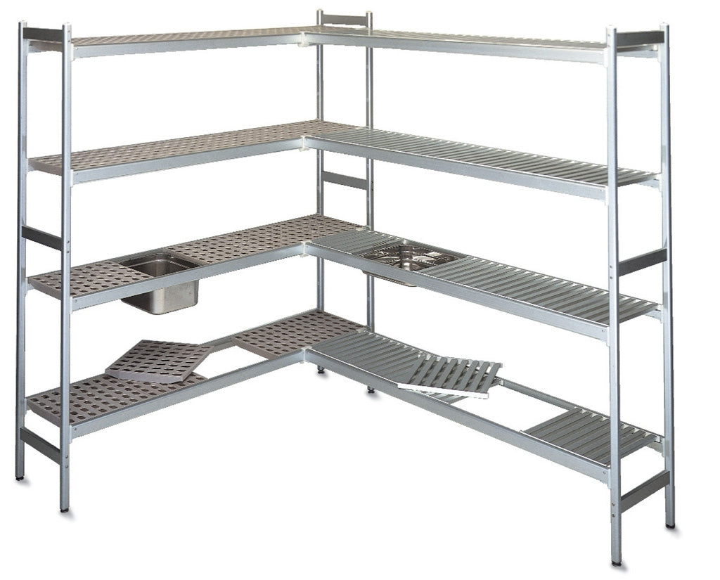 Scaffale in acciaio inox per cucine e ristoranti con piani lisci o forati cm. 90x40x180h